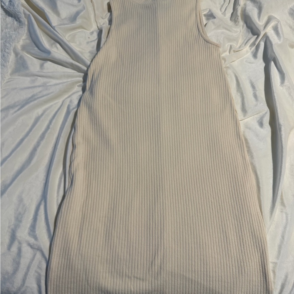 Old Navy Cream Ribbed Backless Dress